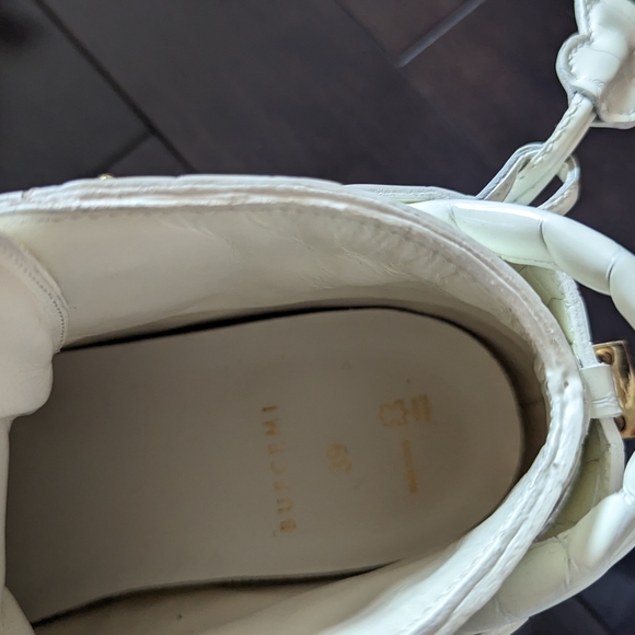 Authentic Buscemi Women's White Leather Crocodile print wedge high tops - Picture 5 of 7